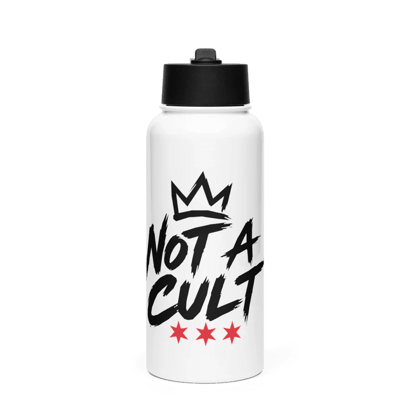 Not A Cult Logo Stainless Steel Water Bottle with Straw Lid product mockup