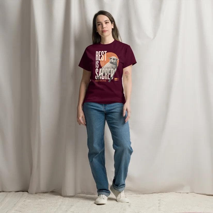 Rest Is Sacred Classic Tee — Church of Steve product mockup